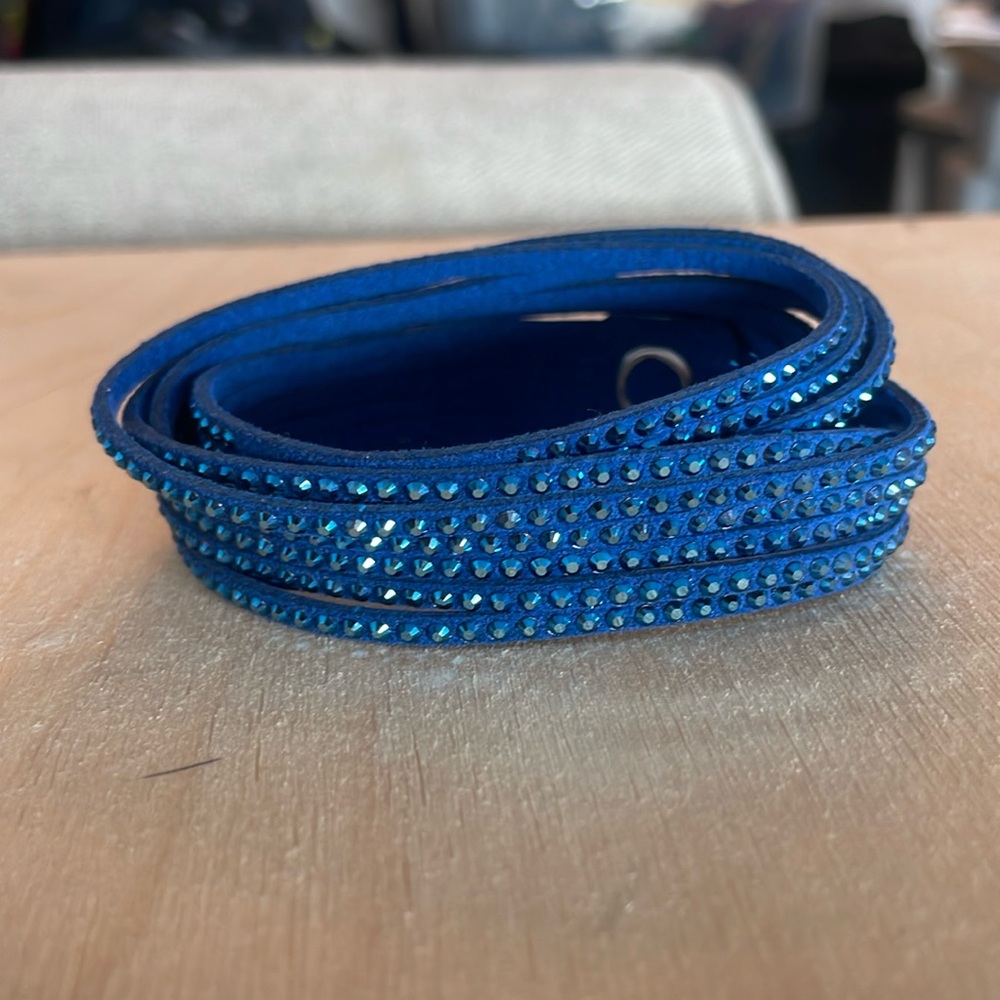 Swarovski 💙 Multi-Strand Double Wrap Bracelet with Dark Blue Stones.
